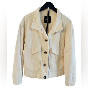 Bagatelle Women’s Corduroy Barn Jacket Chore Coat Cream Sz M